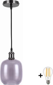 BRILAGI -LED Pendul pe cablu RETRO GLASS 1xE27/60W/230V Ø 14cm negru/gri fumuriu