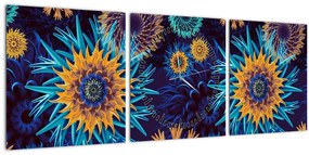 Tablou - 3D flori (cu ceas) (90x30 cm)