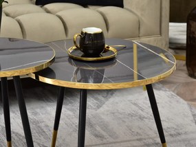 Set de 2 măsuțe de cafea Zoya Zest S (marmură grafit + aurie + negru). 1111892