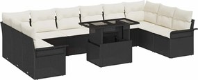 vidaXL Set de canapele pentru grădină 11 pcs Negru Rattan poli