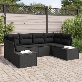 vidaXL Set de canapele pentru grădină cu pernă 6 pcs Negru Rattan poli
