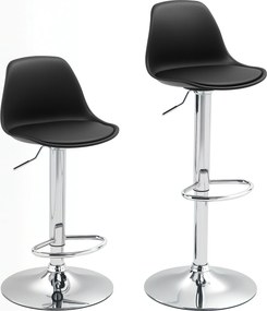 Homcom Set 2 Scaune Bar – Reglabile, Cu Spatar si Pivotante | Aosom Romania