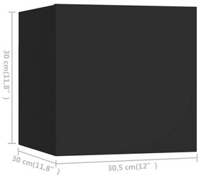 Set dulap TV, 7 piese, negru, PAL 1, Negru, 100 x 30 x 30 cm