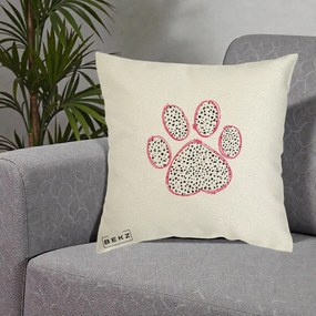 Perna Personalizata Labuta Dalmatian Roz Neon, 40x40 cm, Ecru, Husa Detasabila, Perna Inclusa, BEKZ®