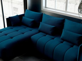 Colțar extensibil dumonde cu ladă de depozitare si sezut confortabil din spuma high-density, Malta Enjoy Petrol 235x185 cm