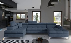 Canapea modulara, extensibila, cu spatiu pentru depozitare, 345x202x90 cm, Eduardo L03, Eltap (Culoare: Gri inchis / Alb)