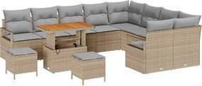 vidaXL Set de canapele pentru grădină 12 pcs Beige și gri deschis