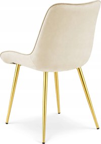 OFERTA Scaun de catifea bej deschis BERA cu picioare aurii II. calitate