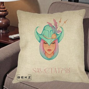 Perna Personalizata Zodiac Sagetator Cowgirl, 40x40 cm, Crem, Husa Detasabila, Perna Inclusa, BEKZ®