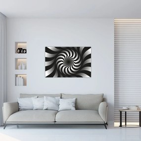 Tablou abstract cu spirala alb neagră (90x60 cm)