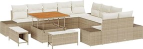 vidaXL Set de canapele pentru grădină cu pernă 13 pcs Bej poliratan