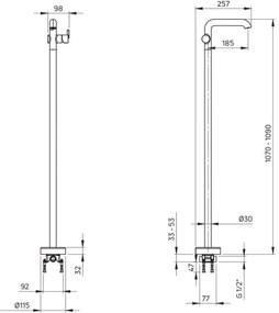 Baterie pentru lavoar, de sine statatoare, otel, Deante Silia Otel
