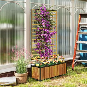 Outsunny Jardiniere cu trei pat înalt de grădină orificii de drenaj din lemn de salcâm industrie 74 x 27 x 131 cm tec | Aosom Romania