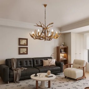 Brilagi - Candelabru suspendat cu lanț DEER, 6xE14/10W/230V, Ø 80 cm, cu coarne