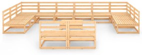 Set mobilier de gradina, 13 piese, lemn masiv de pin Maro, 1, nu