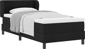 vidaXL Pat cu arcuri cu saltea cu headboard Negru 90 x 200 cm țesătură