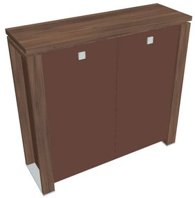Dulap mediu Verno+ S 140 x 46 x 130 cm, uși de sticlă, nuc / maro