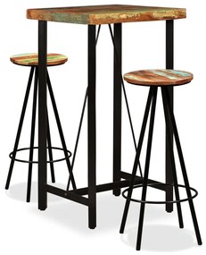 275140 vidaXL Set mobilier de bar, 3 piese, lemn masiv reciclat