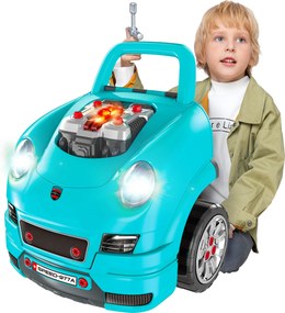 HOMCOM Atelier Reparații Jucărie, Camion cu Motor și 61 Accesorii pentru Copii, cu Roți și Mâner, 40x39x47 cm, Albastru | Aosom Romania