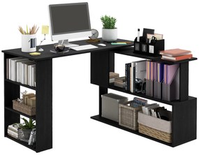 HOMCOM Birou pentru Calculator de Colț cu Design Rotativ în Formă de L și 5 Rafturi, 120x110x74.5 cm, Negru | Aosom Romania