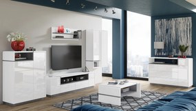 Mazzoni Comodă FOLK K-135 Luciu Alb/Mat + Beton Millenium - MODERNĂ PENTRU CAMERA DE ZI