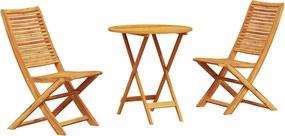 vidaXL Set Bistro Pliabil 3 pcs Maro Lemn Solid de Acacia