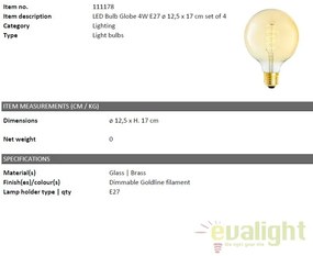Set de 4 becuri E27 LED Bulb Globe 4W 111178 HZ
