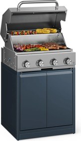 Klarstein WaldChef Outdoor Bucătărie | Grătar pe gaz | 4 arzătoare | 30 mbar | 12800 W | Grătar fontă | Oțel inoxidabil