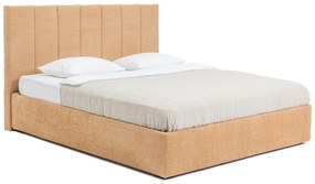 Pat matrimonial galben muștar tapițat cu spațiu de depozitare cu somieră 160x200 cm Thessa Bold Line – Bonami Selection