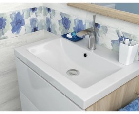 Lavoar baie suspendat alb lucios 80 cm, dreptunghiular, Cersanit Como 800x450 mm