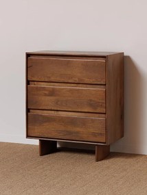 Comoda maro, din lemn de acacia, cu 3 sertare, Leeds