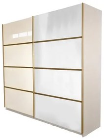 Gold Dulap 2000 Crem cu usi MDF Lucios si Oglinda + 1 Comoda