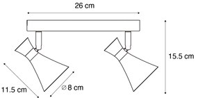 Spot de plafon modern negru cu 2 lumini reglabil - Triangle
