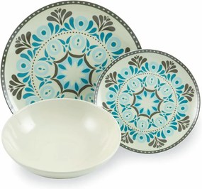Set 18 farfurii din gresie și porțelan Villa d'Este Cala, multicolor