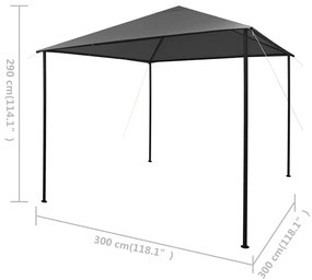Pavilion, antracit, 3 x 3 m, material textil si otel, 180 g m   Antracit, 3 x 3 m