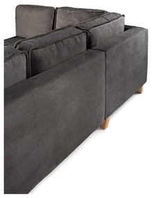 Colțar gri extensibil cu tapițerie din catifea reiată (cu colț pe partea stângă ) Tori – Bonami Selection