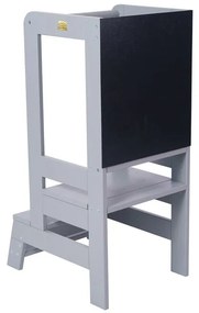 Meowbaby® - Inaltator Learning Tower Ajustabil cu tabla de scris, Ajutor de bucatarie MeowBaby  , lemn Gri inchis