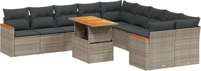 vidaXL Set canapele de grădină cu perne, 11 piese, gri, poliratan