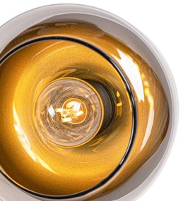 Spotlight de design negru cu aur și sticlă fumuriu 2 lumini - Kyan