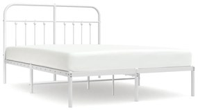 352627 vidaXL Cadru de pat metalic cu tăblie, alb, 140x190 cm