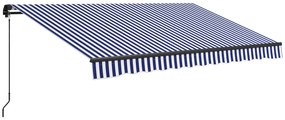 Outsunny Șuncă de soare Markiză Terasă, inclusiv Manivelă, rezistent la intemperii, 350 cm x 290 cm, Albastru + Alb | Aosom Romania