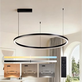 Brilagi - LED dimabil candelabru suspendat pe cablu PORTOFINO LED/60W/230V Ø 80 cm negru + telecomandă