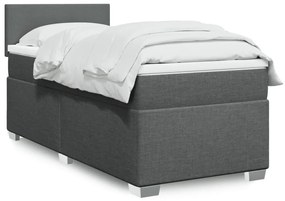 vidaXL Pat box spring cu saltea, gri închis, 100x200 cm, textil