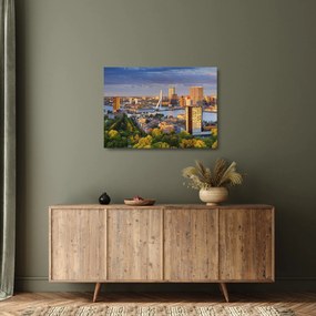 Tablou pe sticlă - Panorama Rotterdamului, Țările de Jos (70x50 cm)
