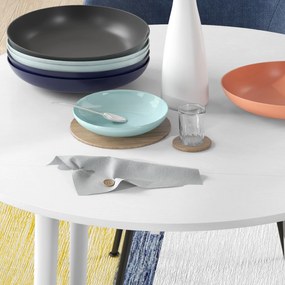 HOMCOM Masă de sufragerie pliabilă 2 abătătoare, masă rotundă extensibilă pentru 4 persoane, picioare din lemn Ø 89 x 73,5 cm, alb | Aosom Romania