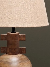 Lampa de masa, din lemn de mango, cu abajur din iuta naturala, Amaru