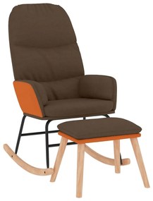 3097404 vidaXL Scaun balansoar cu taburet, maro, textil