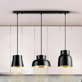 Lustra cu 3 pendule din metal negru cu auriu Vulcano