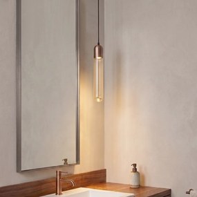Lampă suspendată Art Deco Bronz închis cu sticlă striată IP44 - Walcott