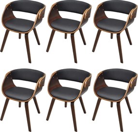 vidaXL Scaune de bucătărie, 6 buc., maro, piele ecologică